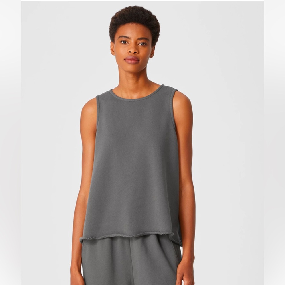 Eileen Fisher Organic Cotton Slate French Terry Tank top size XL